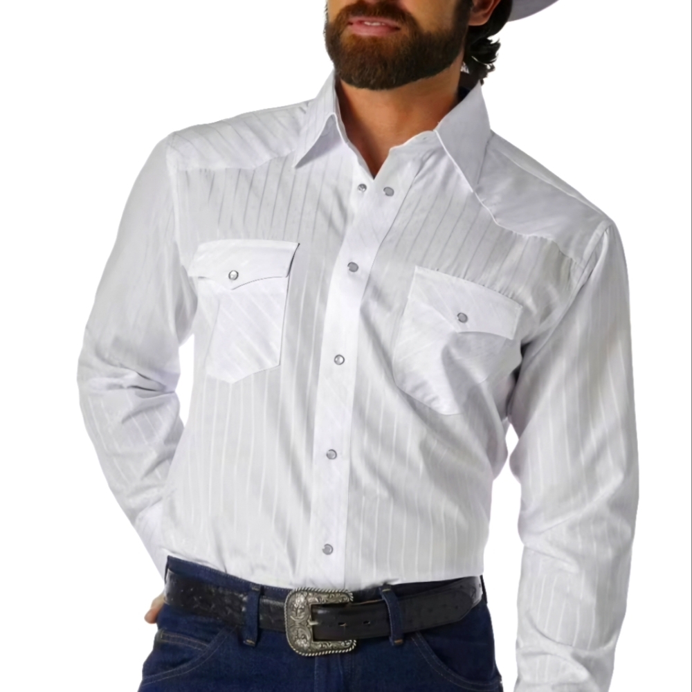 🎁 Nwt.Wrangler Men's Tall  White Striped Shirt